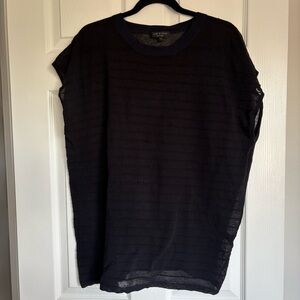 Women's Rag and Bone Oversized Sheer Shirt Black Navy Blue Size Medium